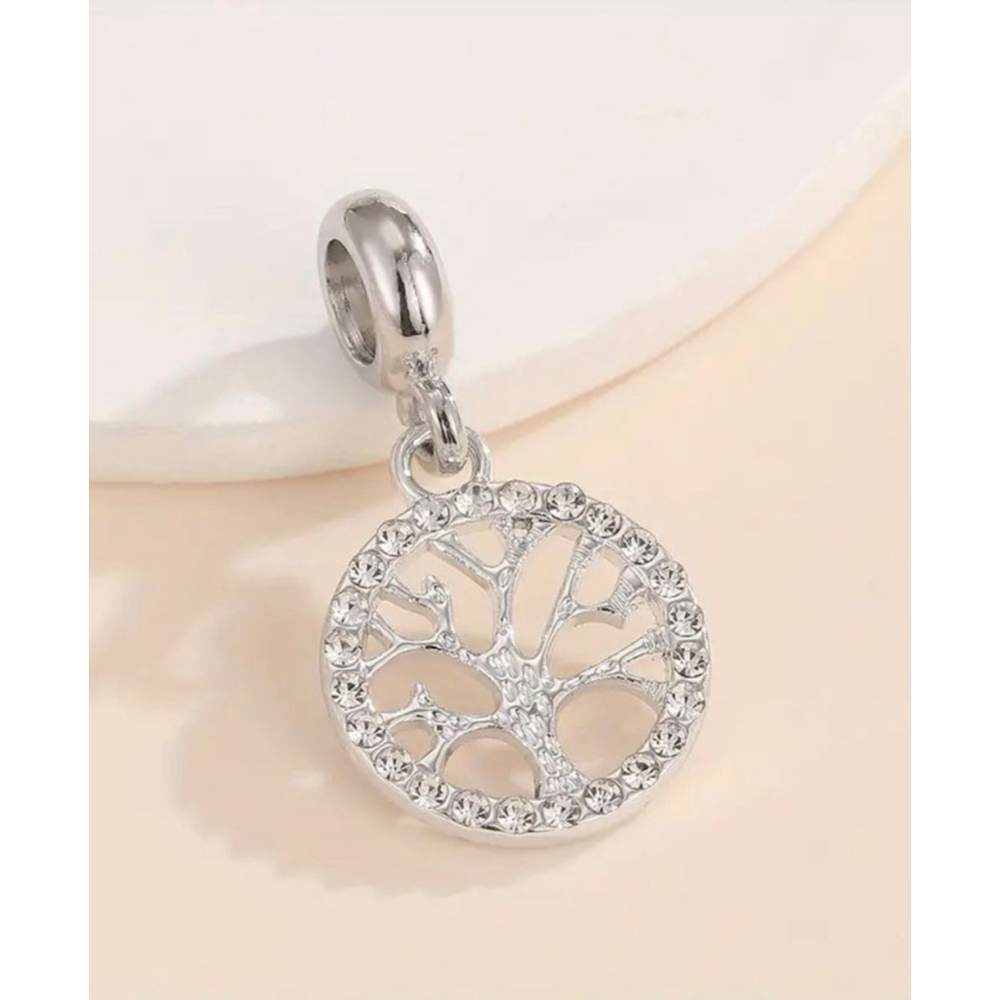 Women's Tree of Life Charm Silver Clear One Size Jewelry